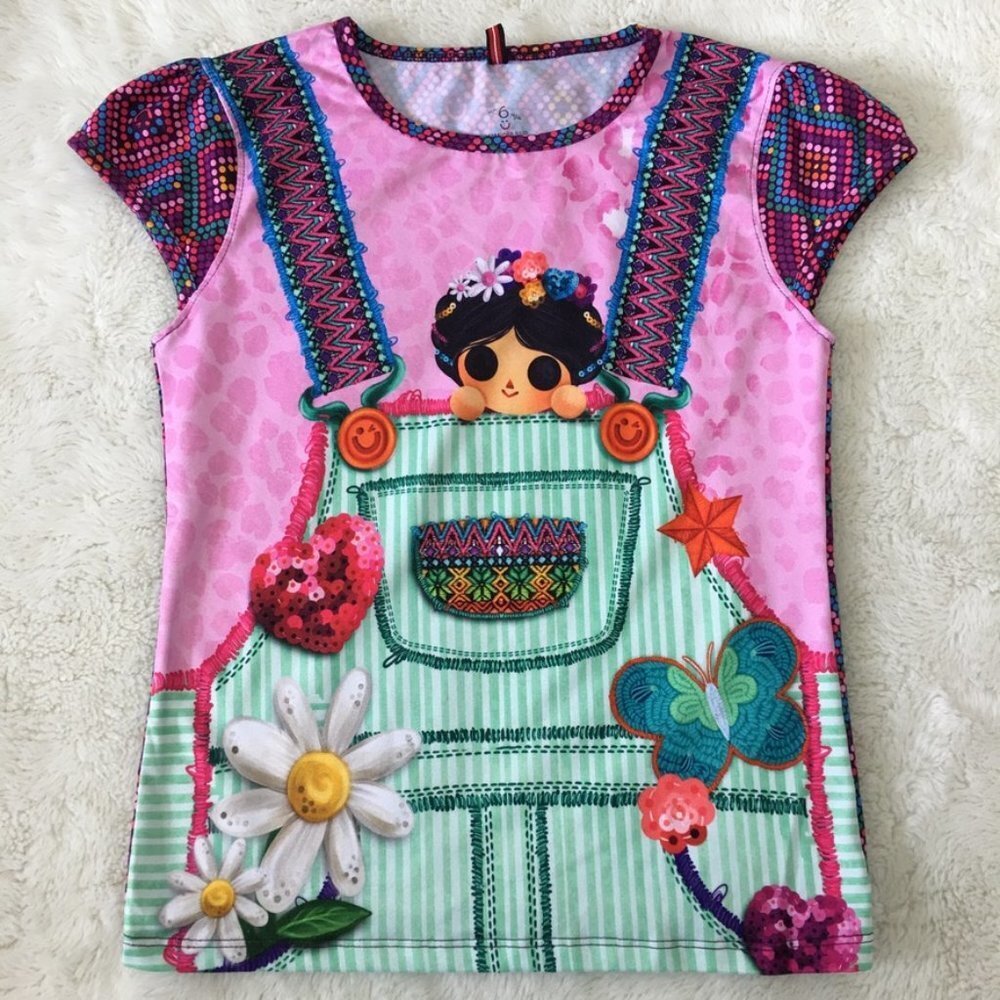 Ay Guey Little Girls Pink Doll Short Sleeve T Shirt Size 6